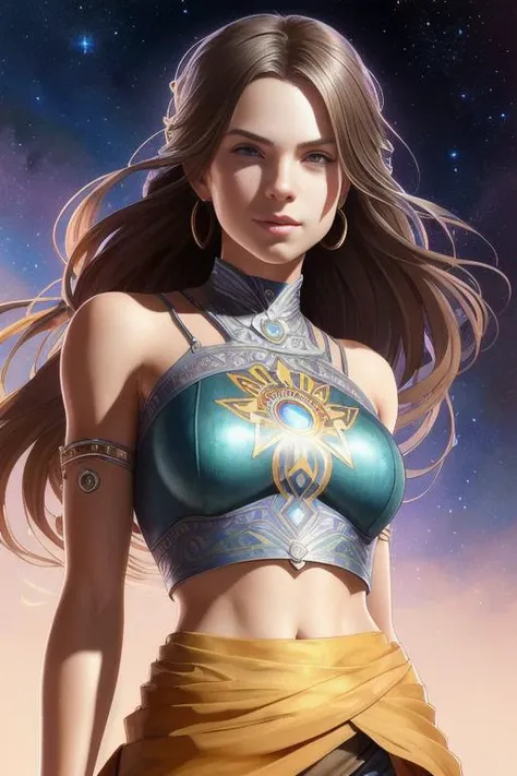 ultra realistic photo portrait of (GracieKASMR), cosmic energy, colorful, painting burst, beautiful symmetrical face, ((tight crop top, short skirt),) nonchalant kind look, realistic eyes, tone mapped, intricate, elegant, highly detailed, digital painting, artstation, concept art, smooth, sharp focus, illustration, dreamy magical atmosphere, art by artgerm and greg rutkowski and alphonse mucha, 4k, 8k<lora:GracieKASMR:1.0>