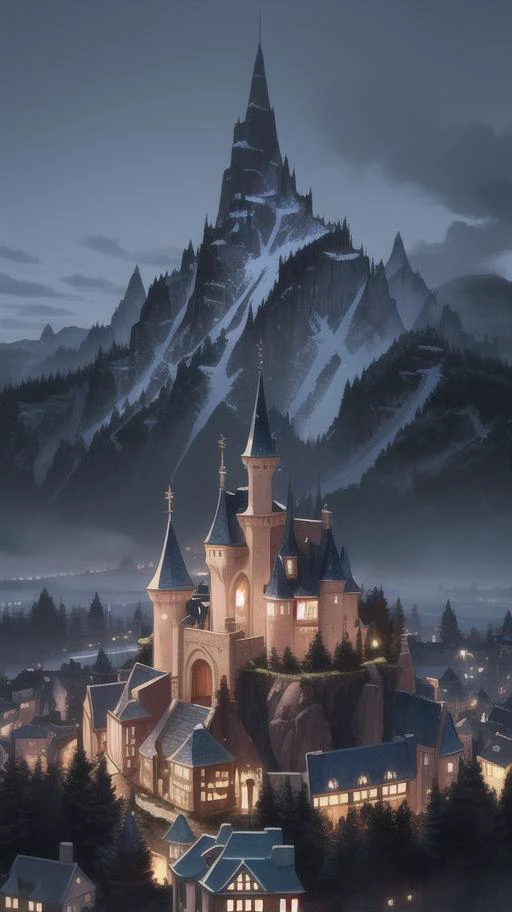 (fairytale village:1.5), Ephemeral, epic scale, (nightmare scene:1.3), award winning artwork,trending on artstation,intricate details,8k,desktop wallpaper