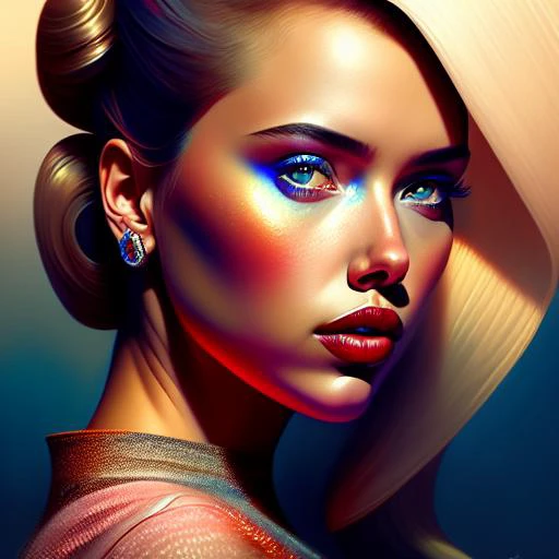 scarjo-subject1, an extremely psychedelic portrait, surreal, lsd, face, detailed, intricate, elegant, lithe, highly detailed, digital painting, artstation, concept art, smooth, sharp focus, illustration