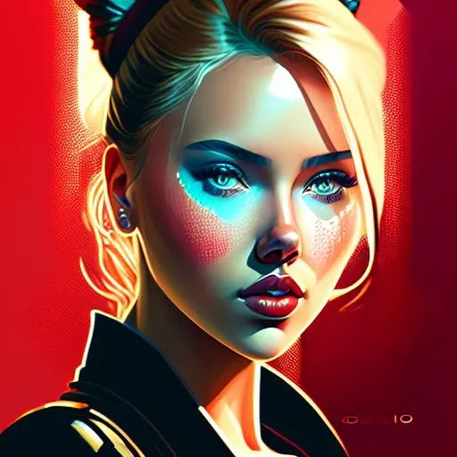 (scarjo-subject1:1.2) , mdjrny-v4 style a study of cell shaded, concept art, llustration, post grunge, concept art by josan gonzales and wlop, by james jean, Victo ngai, Mike Mignola, Laurie Greasley, highly detailed, sharp focus, Trending on Artstation, HQ, deviantart, art by artgem, highly detailed eyes