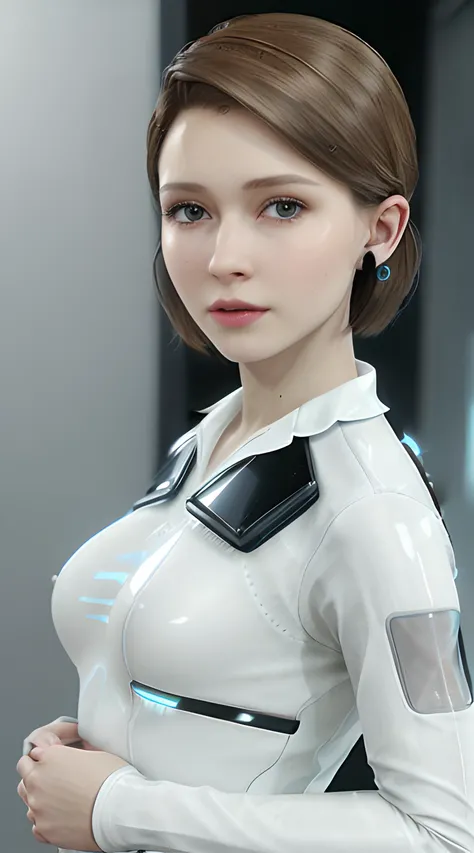 masterpiece, best quality, ultra highres, photorealistic, KaraDetroit
short hair,brown hair,LONG EYELASH, parted lips, EARRINGS, very gorgeous, detailed shiny skin, Full Body,
sci-fi,girls frontline,near future,Space travelling,
1 woman, flat chest,white color blue stripe futuristic suit, white dress,mechanic punk outfit,Translucent Tech Bodysuit,
<lora:KaraDetroit:0.6> <lora:koreanDollLikeness_v15:0.2> <lora:japaneseDollLikeness_v10:0.2>