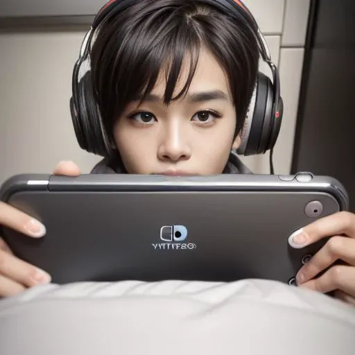 mtr, 1boy,  by photographer, photorealistic, (photorealistic:1.2), masterpiece,   best quality,  depth of field,  (looking at viewer:1.9), shiny skin, blurry background, wearing watch, handbag, holding nintendo switch
, wearing wireless headphone