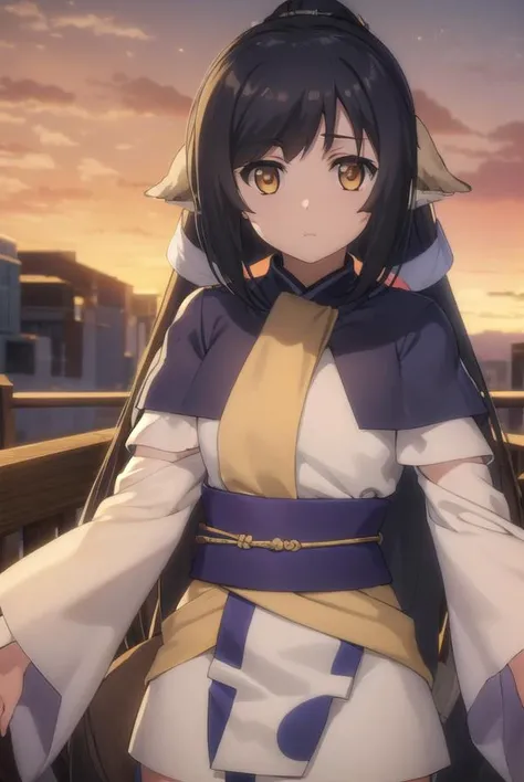 utawarerumonokuon, <lora:utawarerumono kuon s2-lora-nochekaiser:1>,
kuon, long hair, black hair, hair ornament, animal ears, (brown eyes:1.5), very long hair, ponytail, low-tied long hair,
BREAK tail, robe, long sleeves, capelet, wide sleeves,
BREAK outdoors,
BREAK looking at viewer, (cowboy shot:1.5),
BREAK <lyco:GoodHands-beta2:1>, (masterpiece:1.2), best quality, high resolution, unity 8k wallpaper, (illustration:0.8), (beautiful detailed eyes:1.6), extremely detailed face, perfect lighting, extremely detailed CG, (perfect hands, perfect anatomy),