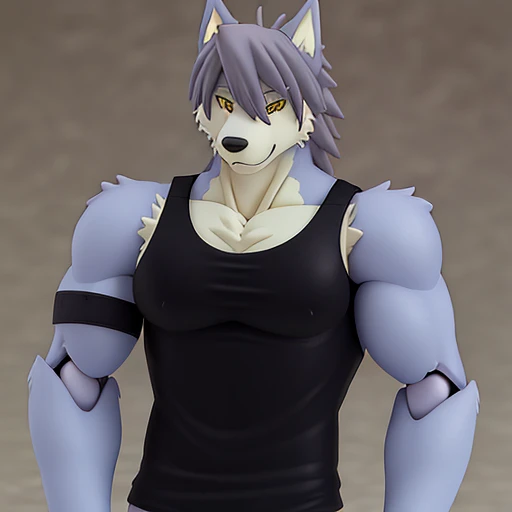 <lora:Kouya:.8> kouya wolf <lora:figmaAnimeFigures_figma:0.8> figma, tank top, (handsome face!), high res, absurdres, hi res, masterpiece, masterwork, 4k