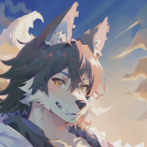 <lora:pastelmixInspiredV3_v3:0.7> backlit  <lora:Kouya:.7> kouya anthro wolf, looking at viewer, (handsome face!), high res, absurdres, hi res, masterpiece, masterwork, 4k