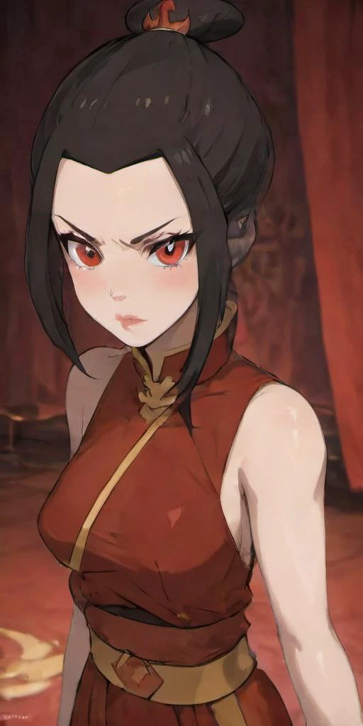 (reallife-logic) (((Ultra-HD-details)))   <lora:Azula_XL:1>azula, 1girl, red-eyes