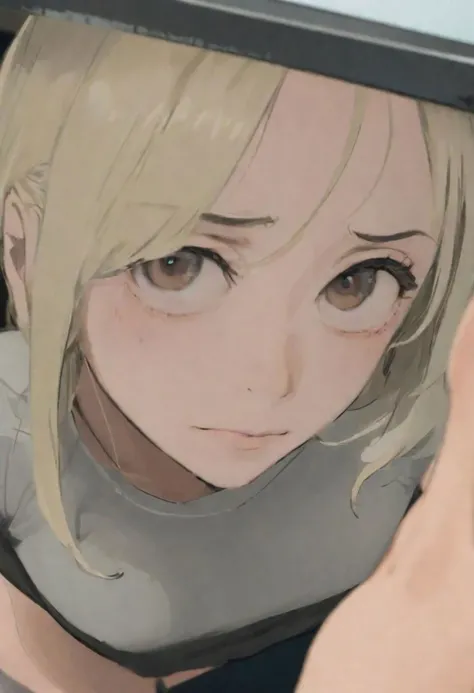 face focus view of a girl looking at the viewer, fucked by a man