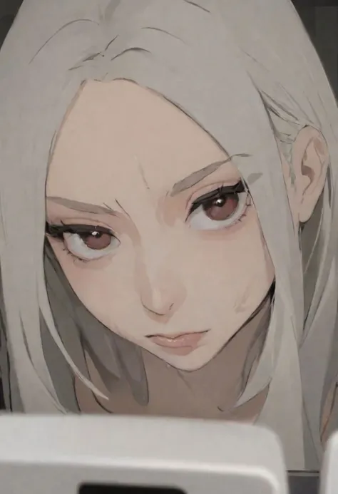 face focus view of a girl looking at the viewer, fucked by a man