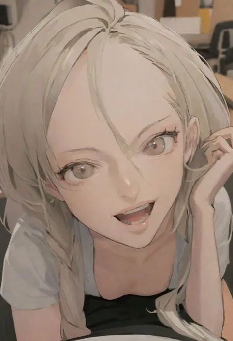 face focus view of a girl looking at the viewer, fucked silly by a man