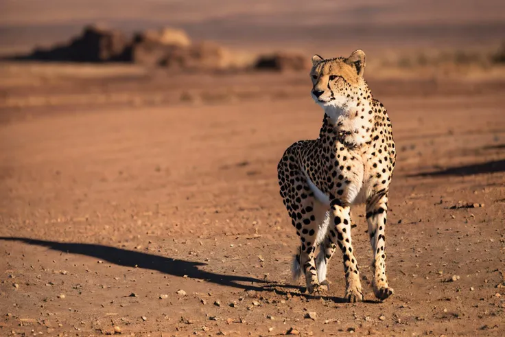 desert landscape (masterpiece, best quality:1.2), ultra-detailed, cheetah walking, (realistic:1.5), <lora:EdobCheetah_v1.0:0.8>