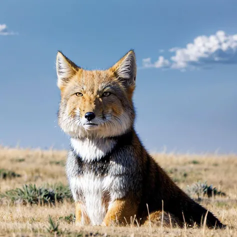 fox,<lora:Vulpes_ferrilata001:0.6>,<lora:add_detail:1>,<lora:boldline:-0.8>,<lora:noline:0.3>,
Vulpes_ferrilata,
upper body,
prairie,sky,