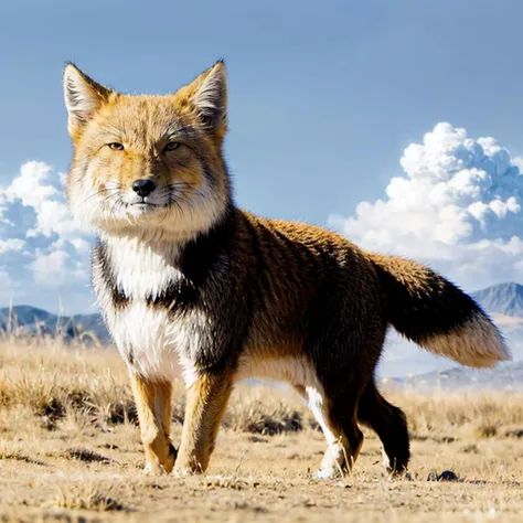 fox,<lora:Vulpes_ferrilata001:0.6>,<lora:add_detail:1>,<lora:boldline:-0.8>,<lora:noline:0.3>,
Vulpes_ferrilata,
prairie,sky,