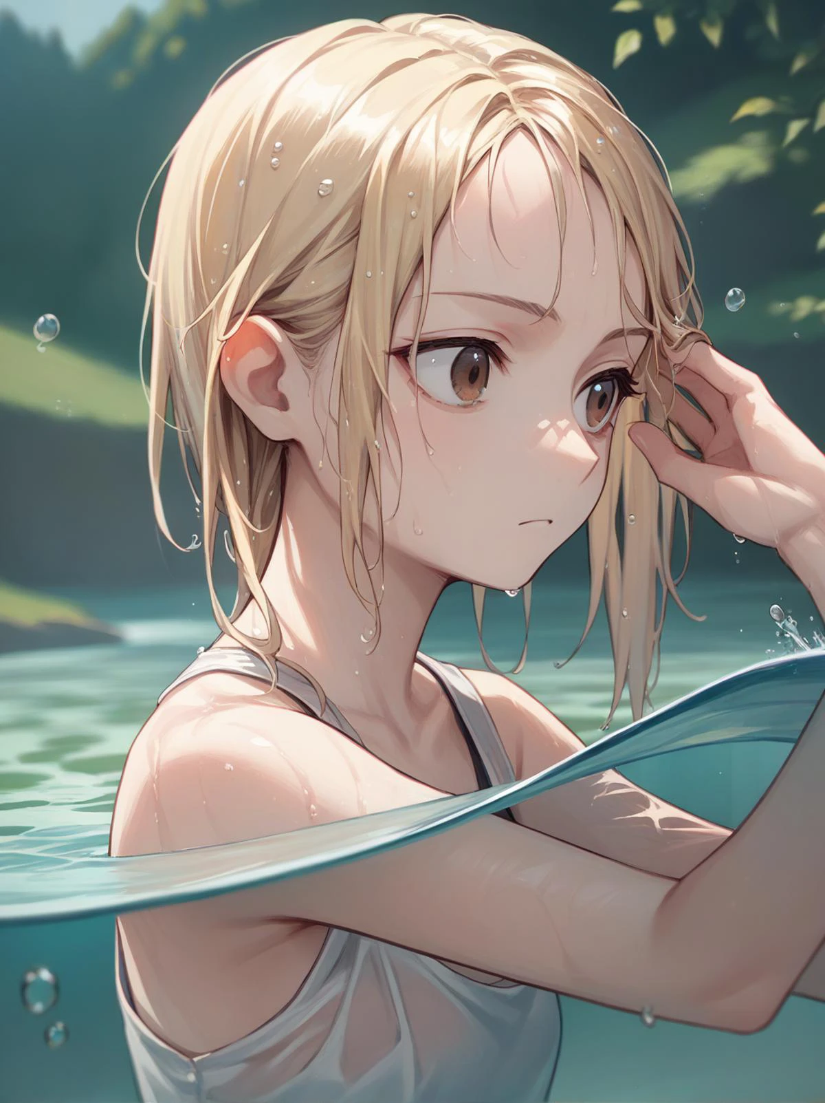 score_9, score_8_up, score_7_up, score_6_up, source_anime, <lora:partially_underwater_shot_v0.1-pony-dim8fp16:1>
partially underwater shot,
1girl, blonde hair, brown eyes,
wet hair, river,