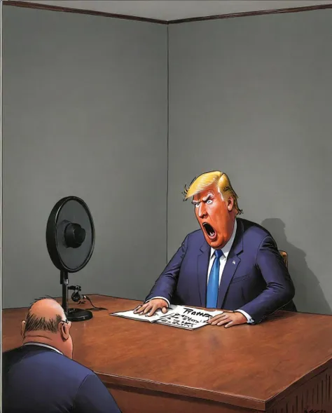 a color far side comic strip illustration of Donald Trump by Gary Larson, <lora:Gary_Larson_Style_XL_Color_Far_side-000005:1>