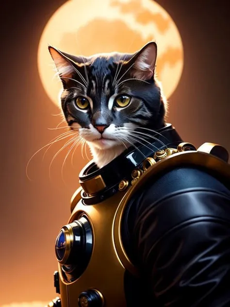 (extremely detailed CG octane render 8k wallpaper), full shot body photo of a (((sci-fi))) astronaut ((cat)), red details, gold details, bionic battle suit, a black hexagonal futuristic alien landscape in the background, ornate, shiny, polished, metallic, professional majestic oil painting by Ed Blinkey, Atey Ghailan, Studio Ghibli, by Jeremy Mann, Greg Manchess, Antonio Moro, trending on ArtStation, trending on CGSociety, Intricate, High Detail, Sharp focus, dramatic, by midjourney, realism, beautiful and detailed lighting, shadows, by Jeremy Lipking, by Antonio J. Manzanedo, by Frederic Remington, by HW Hansen, by Charles Marion Russell, by William Herbert Dunton