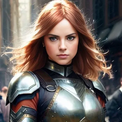 woman, (extremely detailed CG unity 8k wallpaper, hasselblad award winner), ((nsfw:-1.0)), beautiful intricate futuristic combat armor, dramatic pose, buff body type, full shot body photo of the most beautiful artwork in the world, small breasts, Scandinavian, red hair, long hair, blue eyes, professional majestic oil painting by Ed Blinkey, Atey Ghailan, Studio Ghibli, by Jeremy Mann, Greg Manchess, Antonio Moro, trending on ArtStation, trending on CGSociety, Intricate, High Detail, Sharp focus, dramatic, photorealistic painting art by midjourney and greg rutkowski
