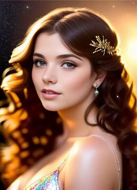 (photorealistic:1.2) painting (full body:1.2) portrait of (stunningly attractive:1.2) young woman in studio, (ultra-detailed:1.1), (perfect feminine face:1.3), (long colorful wavy hair:1.2), (glitter freckles:1.1), glitter, wearing a dress, intricate, 8k, highly detailed, natural lighting, (rim lighting:1.4), intense, sharp focus, art by artgerm and rutkowski and alphonse mucha, cgsociety