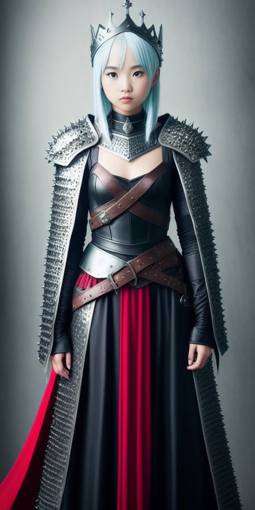 A woman in a black and red dress and a crown - SeaArt AI