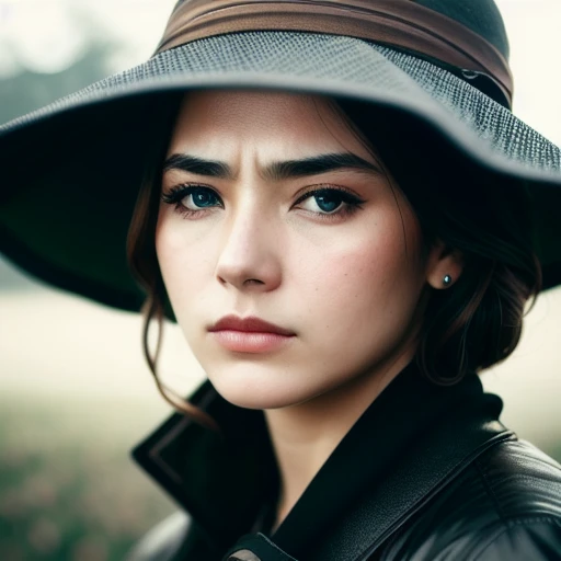 A fair woman looking sad, portrait, realistic, empty outdoor, gloomy mood,modelshoot style, (extremely detailed CG unity 8k wallpaper)