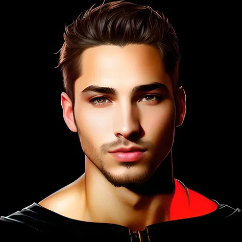 handsome beautiful male, fantasy concept art, background black, (high detailed skin:1.2), hyper-realistic digital art, concept art, detailed illustration, hd, 4k, digital art, overdetailed art