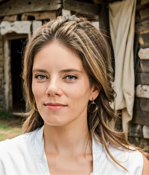 RAW photo,cowboy shot,of mr1nc0n woman inside a medieval rural settlement,attractive,gorgeous,slim,fit,athletic, updo,(high detailed skin:1.2), 16k uhd, dslr, warm filling light, high quality, Canon EOS 90D <lora:add_detail:1> ,  <lora:m_rincon_lora_V1-10:1>