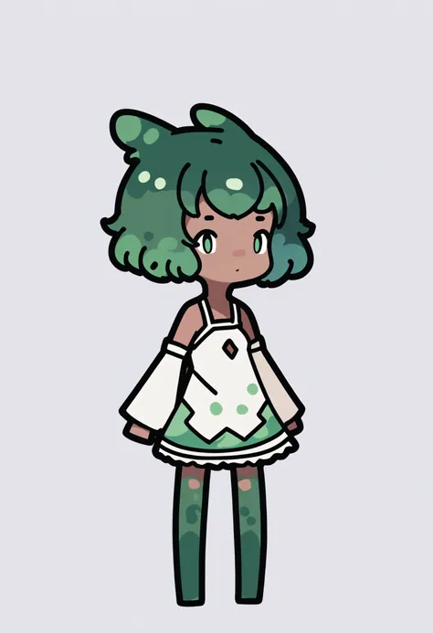 score_9, score_8_up, score_7_up, score_6_up, score_5_up, score_4_up, BREAK
1girl, chibi, green hair, short hair, green eyes, 
dark skin,
frog girl,
dress,
standing, full body, solo, looking at viewer, simple background, white background    <lora:RabbitAndSteelXLLocon:1>