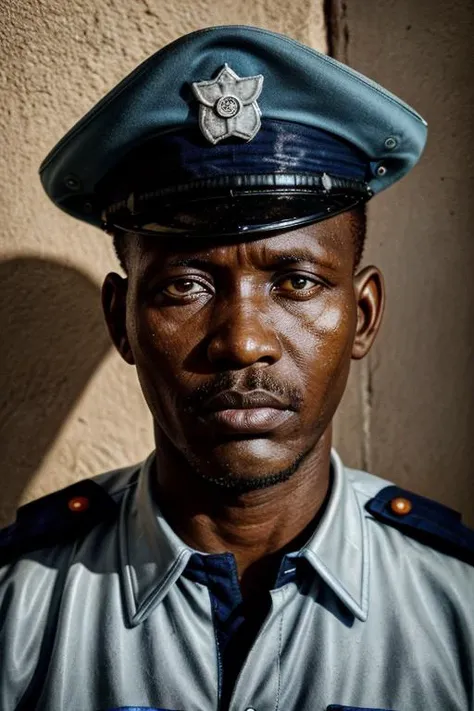 masterpiece, high quality, photo trending on Unsplash, portrait of a bamako police officer, <lora:Clothing - Sexy Police Officer:.65>