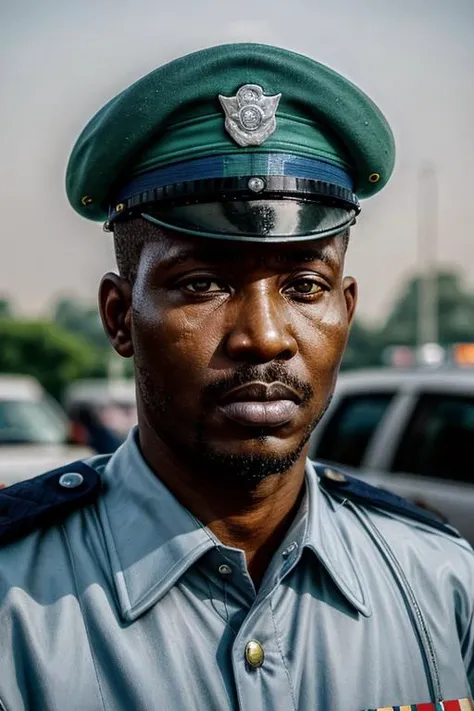 masterpiece, high quality, photo trending on Unsplash, portrait of a abuja police officer, <lora:Clothing - Sexy Police Officer:.65>
