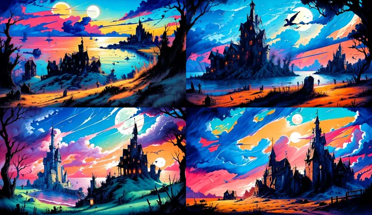 masterpiece,(best quality:1.3),
<lora:FantasyNightV1:1>,fantasy_night,Flying birds,(Ocean:1.3),Castle Peak,Mars,