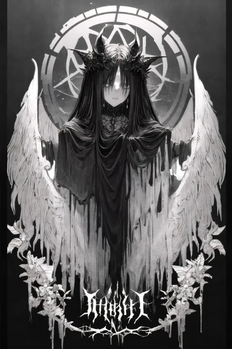 masterpiece, best quality, ultra detailed, black background, white logo, black metal print,  <lora:add_detail:0.3>,   <lora:DeathMetal:1>