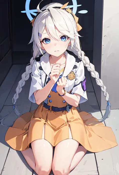 (safe:1.10), best quality, masterpiece, highres, solo, (kirino_bluearchive:1.10), kneeling, kneeling on one knee, on one knee, cowboy shot, looking at viewer, 25 <lora:kirino_bluearchive:0.80>
