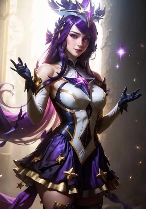 <lora:star_guardian_Syndra:0.8>, star_guardian_Syndra, solo, smile,, (magical, magnificent, masterpiece:1.3), (trending on CGSociety, trending on pixiv, contest winner:1.3)