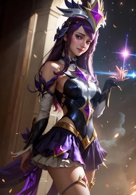 <lora:star_guardian_Syndra:0.8>, star_guardian_Syndra, solo, smile,, (magical, magnificent, masterpiece:1.3), (trending on CGSociety, trending on pixiv, contest winner:1.3)