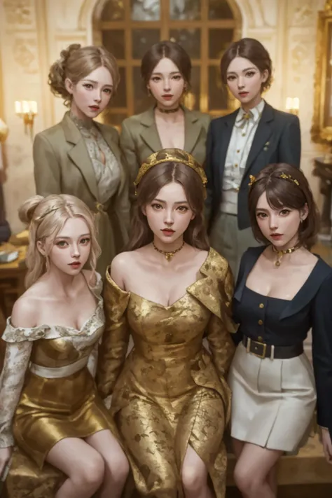 8k,highres,absurdres,masterpiece,best quality,original,extremely detailed CG,extremely detailed wallpaper,perfect lighting,<lyco:GoodHands-beta2:1>,
6+girls,looking_at_viewer,group picture,multiple girls,
<lora:psf1:0.7>,psf,wearing psf,French Street Fashion outfit,