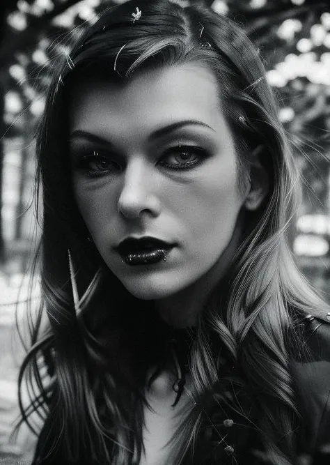 mila, gothic, masterpiece,best quality, intrincate details, photo, 50mm lens, perfect shadows, perfect face and lips <lora:atrizes_v05:1> <lora: casting shadow style SD1.5:0.8> <lora:gothic_v1:0.8>