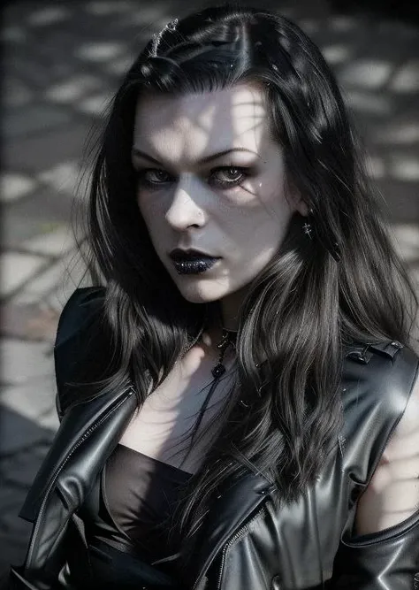 mila, gothic, masterpiece,best quality, intrincate details, photo, 50mm lens, perfect shadows, perfect face and lips <lora:atrizes_v05:1> <lora: casting shadow style SD1.5:0.8> <lora:gothic_v1:0.8>