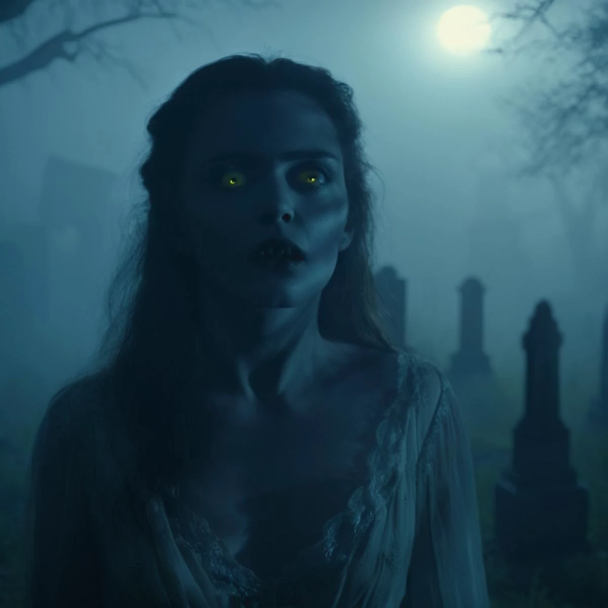Horror-themed, <lora:casting shadow style v2:1> casting shadow style
<lora:sin city style v2:0.1>
<lora:silhouette style v2:0.3>
<lora:Vampire:0.6>
a vampire fangs woman standing in a dark graveyard surrounded by misty fog and blue moonlight casting shadow on her pale skin face while staring at camera with bright reflective yelloweyes in a scene from a horror movie, Eerie, unsettling, dark, spooky, suspenseful, grim, highly detailed