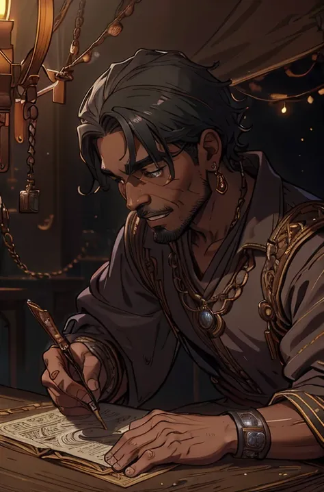 beautiful linework thick-outlines strong-shadows <lora:detail_slider_v4:1.0> <lora:GoodHands-beta2:0.8> man (cart3r_n0texist:1.2 male) portrait looking-away solo (full-body:0.6) detailed-background close-up ( <lora:WoodIronAIv2:0.6> WoodIronAI-theme:1.1) fortune-teller charlatan smirk sitting-at-table colorful-loose-fortune-teller-clothes large-earrings horoscope crystal-pendulum scattered-around tent-interior-background tent-curtains-in-background soft-illumination foreboding-occult-atmosphere