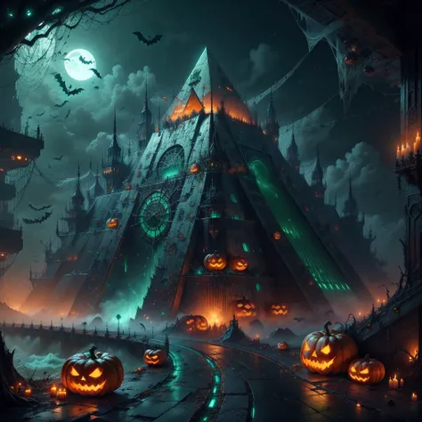 <lora:halloweenTech-20:0.8>, halloweentech , scifi, supernatural green, spooky,
highway, ocean, plushtech pyramid \(structure\),