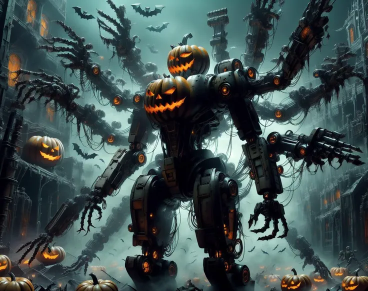 masterpiece, best quality, halloweentech mecha, (extra arms:1.1), pov, <lora:halloweenTech-20:0.9> <lora:blade-runner:0.5><lora:mecha-000014:0.4>