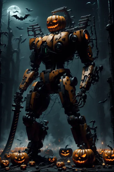 masterpiece, best quality, halloweentech mecha, extra arms, katana, <lora:halloweenTech-20:0.8> <lora:blade-runner:0.4><lora:mecha-000014:0.4>