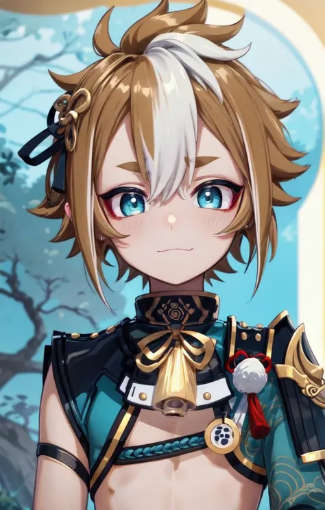 1 boy,more details in eyes,cute,looking at viewer, adorabel boy,cute face,details sky,handsome,young,juvenile,((masterpiece:1.4,best quality)),multiple details,colorful hair,eyeshadow,sfw, gorou (genshin impact),
<lora:gorou:1>, <lora:眼睛双_2:0.2>, <lora:more_details:0.1>