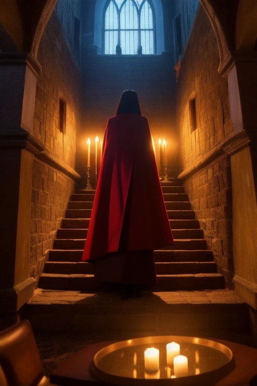 8k, highest quality, masterpiece, sharp focus, You find yourself in the heart of a remote Victorian castle, rumored to be home to a powerful vampire lord. The castle is a labyrinth of twisting staircases, dark hallways, and secret passages, and you feel as though you're being watched from every shadow. As you explore the castle, you come across evidence of the vampire's existence - empty wine glasses, broken mirrors, and a trail of blood. Suddenly, you're confronted by the vampire himself, and he's not pleased with your intrusion. You must use your wit and cunning to escape the castle and avoid becoming the vampire's next victim. But be warned, the castle is filled with traps and surprises, and the vampire is not easily defeated. Will you be able to outsmart the lord of the castle and survive the night?