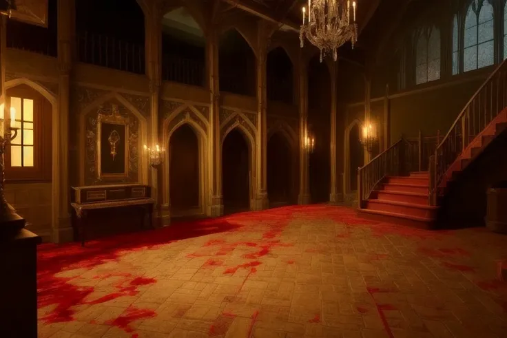 8k, highest quality, masterpiece, sharp focus, You find yourself in the heart of a remote Victorian castle, rumored to be home to a powerful vampire lord. The castle is a labyrinth of twisting staircases, dark hallways, and secret passages, and you feel as though you're being watched from every shadow. As you explore the castle, you come across evidence of the vampire's existence - empty wine glasses, broken mirrors, and a trail of blood. Suddenly, you're confronted by the vampire himself, and he's not pleased with your intrusion. You must use your wit and cunning to escape the castle and avoid becoming the vampire's next victim. But be warned, the castle is filled with traps and surprises, and the vampire is not easily defeated. Will you be able to outsmart the lord of the castle and survive the night?