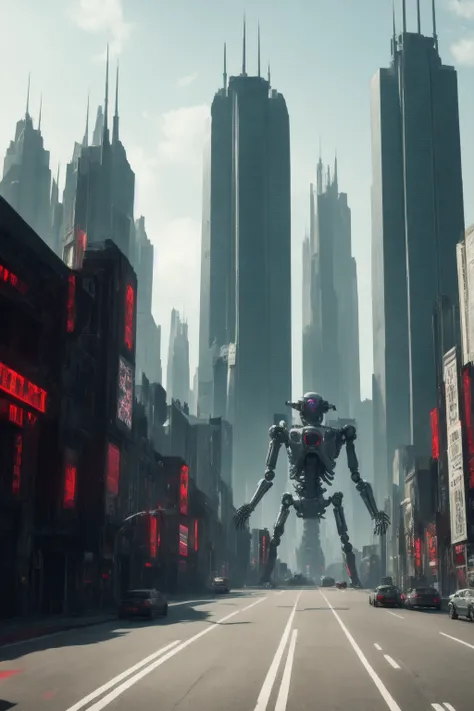 masterpiece, 4k, sharp focus, highest qualitywide shot, sci fi city, structures built with robot skeletons, horror, skulls