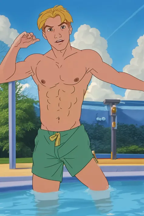<lora:Cale-V2_HH-000020:0.8> c6l3,(disney style drawing),1boy, man,brown hair, looking at viewer<lora:DisneyRenV2:-0.00>
disneyrenaissance style, blonde hair, masterpiece, (detailed, realistic),swimming trunks, dynamic pose,shirtless
location: public pool