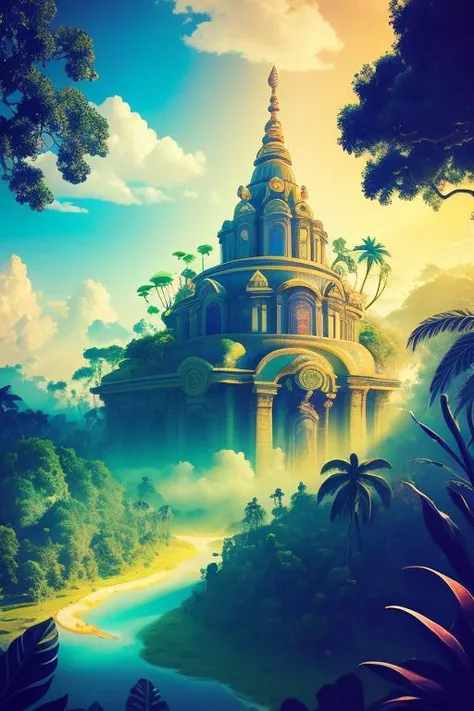 ancientstyle  <lora:ancientstyle_model-000008:0.5> ((masterpiece)), (((best quality))), ((ultra-detailed)), (Amazing:1.1), beautiful, nature, sky and ground, heavy wind, windsweeped, line cloud,Light shoot from the cloud, in a lush remote folige jungle with jungle wildlife and fauna,award winning photo, BLN-L24, Exposure,High Contrast,Low Saturation,High Saturation 8k 3D, F 2.8 lens, Aerial View, Cinematic lighting, Bubble Bujo,Southern Gothic,Gothic Lolita