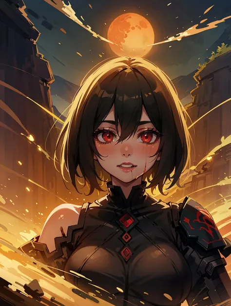 <lora:Evulchibi:0.7>, Evulchibi,
Beautiful woman. Detailed face. Open eyes. Scif vibes. Otherworldly. Cinematic. Ominous mountain, digital art, digital art, blood red moon, red forest, symmetrical digital illustration, realism, over detailed art, music album art.