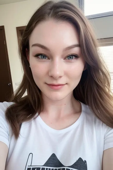 Close-up beauty shot of STPeach Twitch, (T-shirt:1.2),. Up-close skin perfection, detailed hair, high-resolution beauty, photo-realistic charm, exquisite facial features