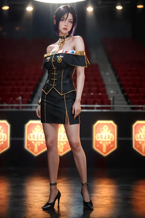 highres,absurdres,masterpiece,best quality,original,extremely detailed CG,extremely detailed wallpaper,perfect lighting,looking at viewer,bare hands,standing on stage,1girl,blurry background,
<lora:srw_viletta_vadim_v1_2:0.7>, viletta vadim,